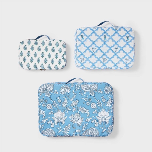 Roller Rabbit x Target Three-Piece Blue Patterned Packing Cube Set NWT - Picture 2 of 4